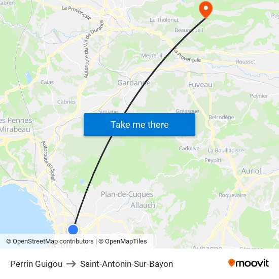 Perrin Guigou to Saint-Antonin-Sur-Bayon map