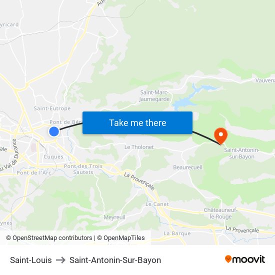 Saint-Louis to Saint-Antonin-Sur-Bayon map