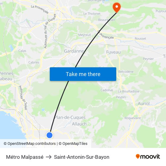 Métro Malpassé to Saint-Antonin-Sur-Bayon map