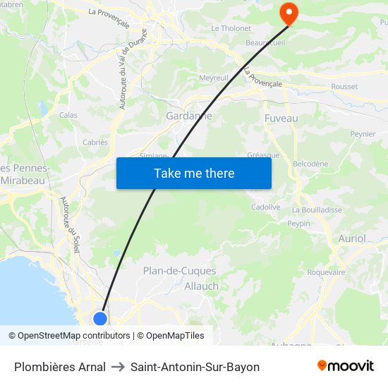 Plombières Arnal to Saint-Antonin-Sur-Bayon map