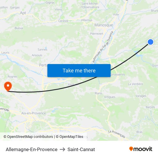 Allemagne-En-Provence to Saint-Cannat map