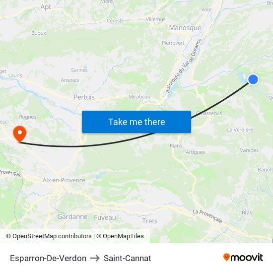 Esparron-De-Verdon to Saint-Cannat map