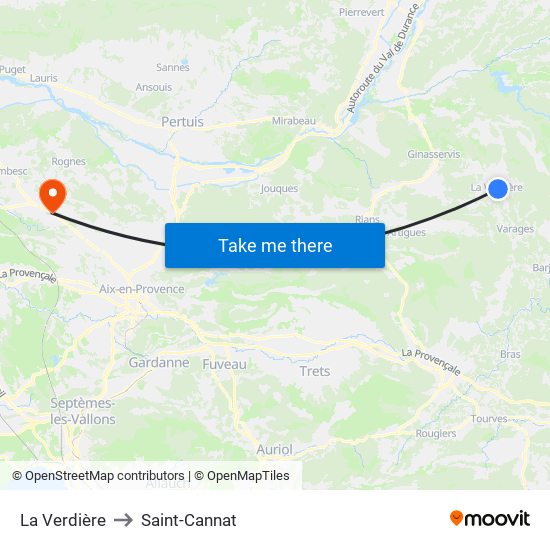 La Verdière to Saint-Cannat map