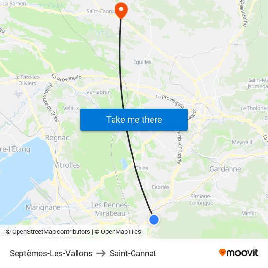 Septèmes-Les-Vallons to Saint-Cannat map