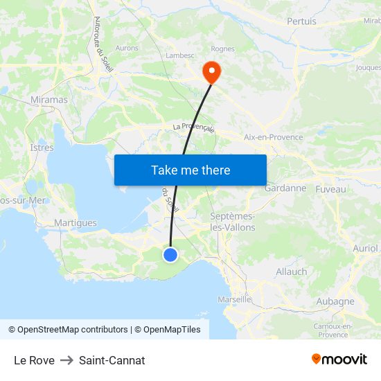 Le Rove to Saint-Cannat map