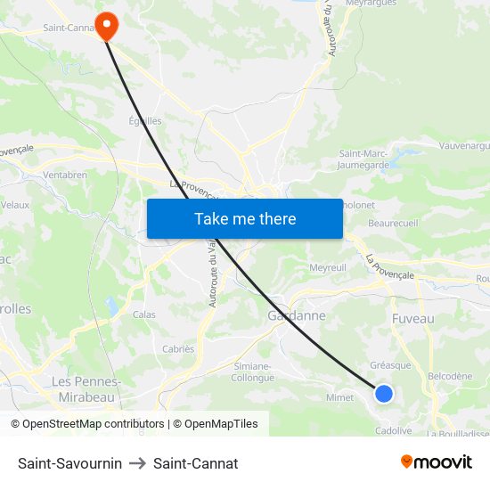 Saint-Savournin to Saint-Cannat map