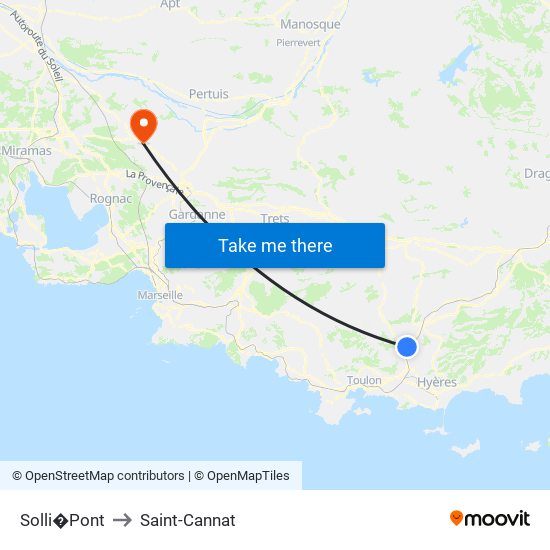 Solli�Pont to Saint-Cannat map