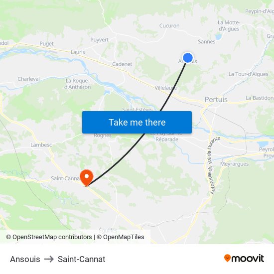 Ansouis to Saint-Cannat map