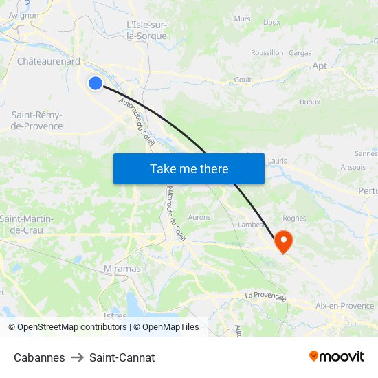 Cabannes to Saint-Cannat map