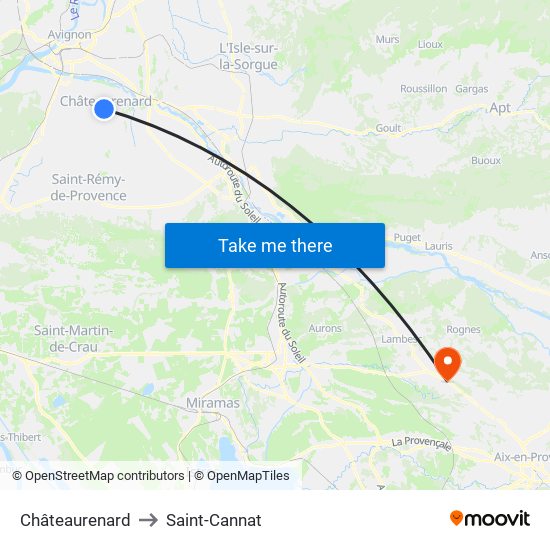 Châteaurenard to Saint-Cannat map