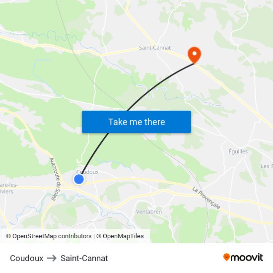 Coudoux to Saint-Cannat map
