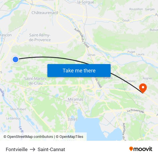 Fontvieille to Saint-Cannat map