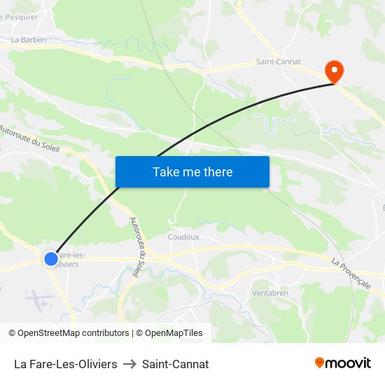 La Fare-Les-Oliviers to Saint-Cannat map