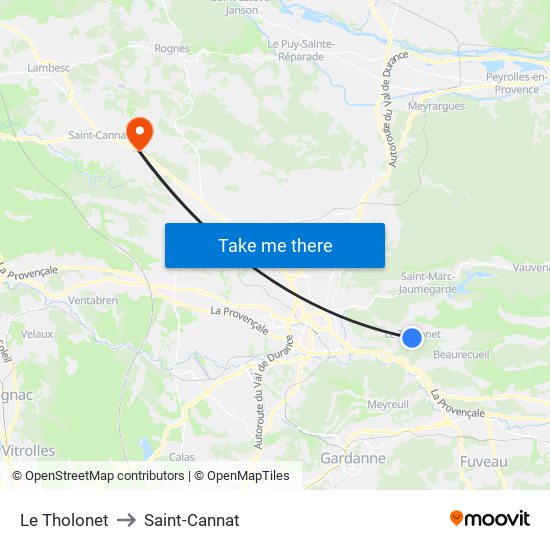 Le Tholonet to Saint-Cannat map