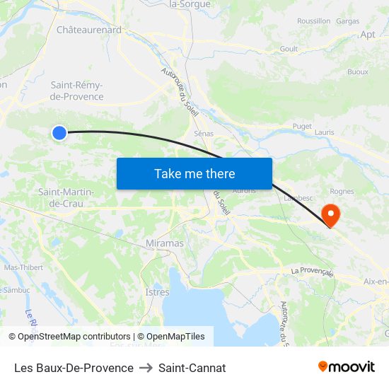 Les Baux-De-Provence to Saint-Cannat map