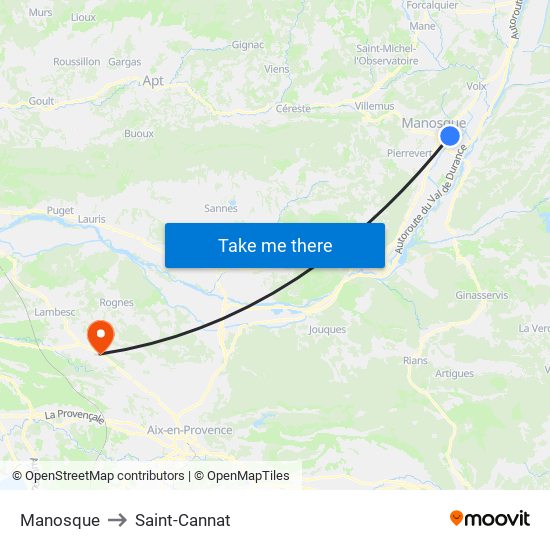 Manosque to Saint-Cannat map