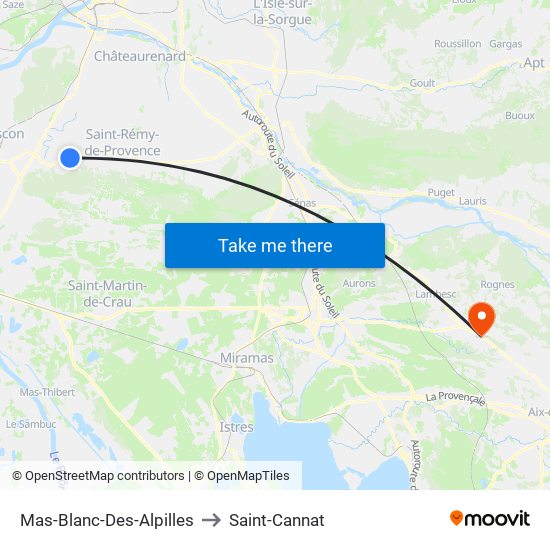 Mas-Blanc-Des-Alpilles to Saint-Cannat map