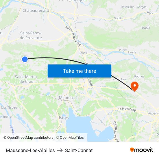 Maussane-Les-Alpilles to Saint-Cannat map