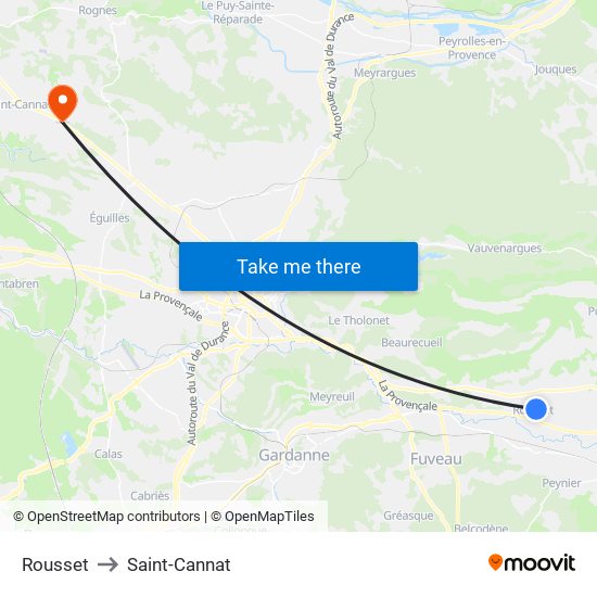 Rousset to Saint-Cannat map