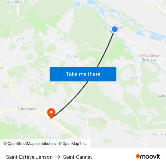 Saint-Estève-Janson to Saint-Cannat map