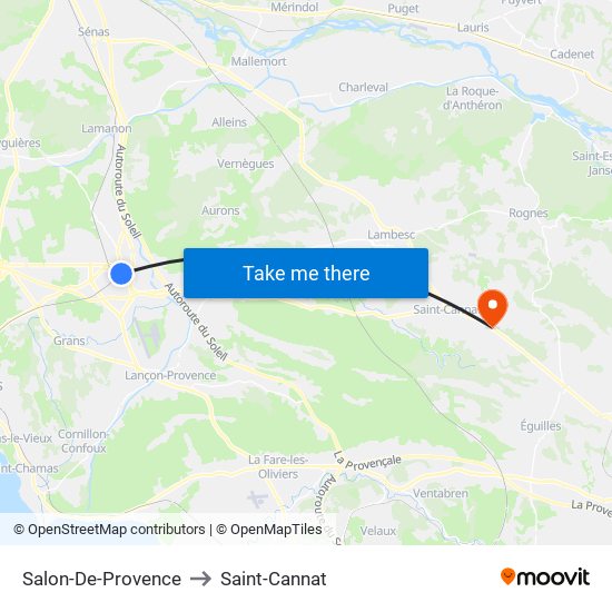 Salon-De-Provence to Saint-Cannat map