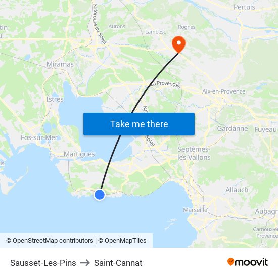 Sausset-Les-Pins to Saint-Cannat map