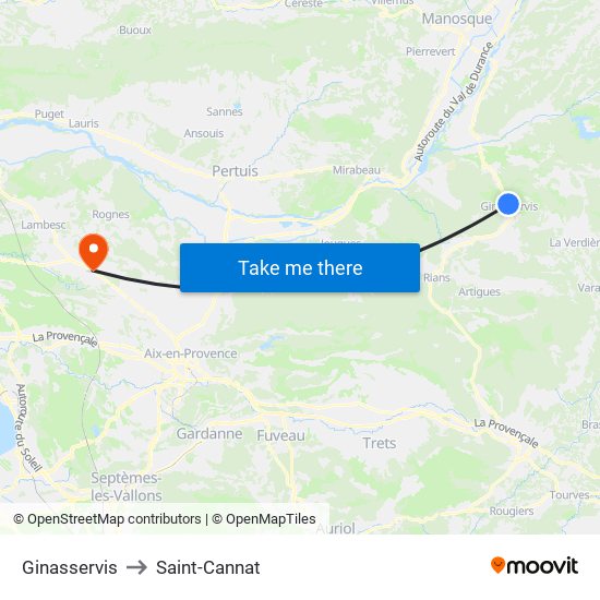 Ginasservis to Saint-Cannat map