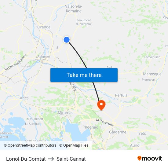 Loriol-Du-Comtat to Saint-Cannat map