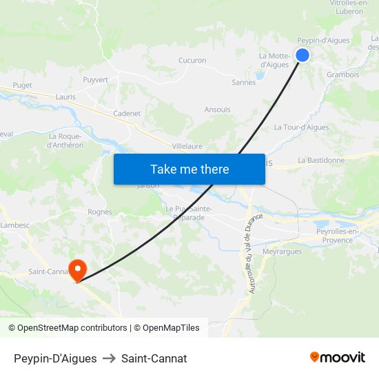 Peypin-D'Aigues to Saint-Cannat map