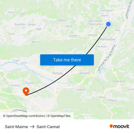 Saint-Maime to Saint-Cannat map