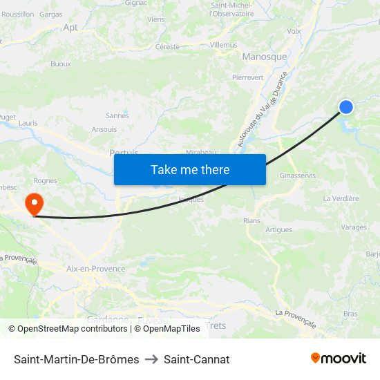 Saint-Martin-De-Brômes to Saint-Cannat map
