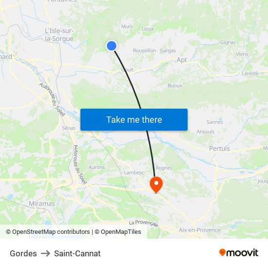 Gordes to Saint-Cannat map