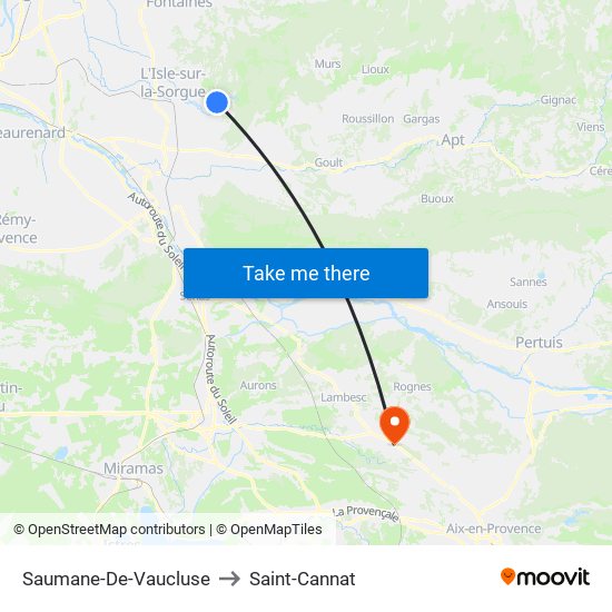 Saumane-De-Vaucluse to Saint-Cannat map