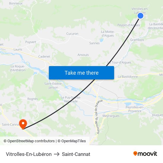 Vitrolles-En-Lubéron to Saint-Cannat map