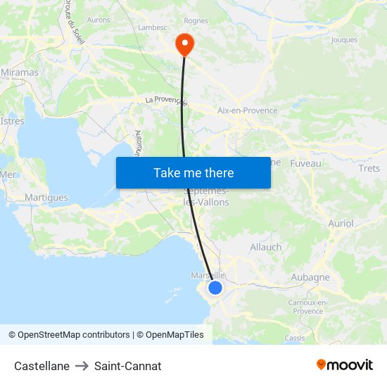 Castellane to Saint-Cannat map