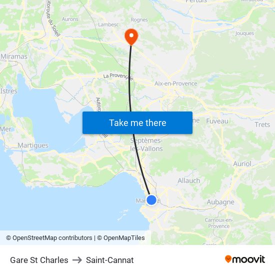 Gare St Charles to Saint-Cannat map