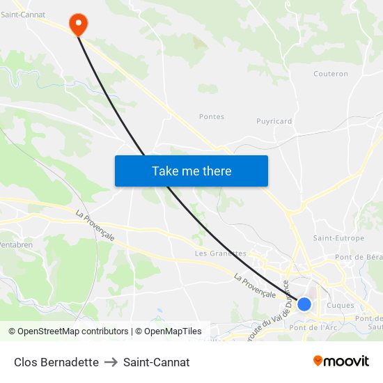 Clos Bernadette to Saint-Cannat map