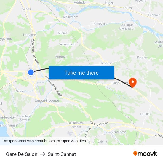 Gare De Salon to Saint-Cannat map