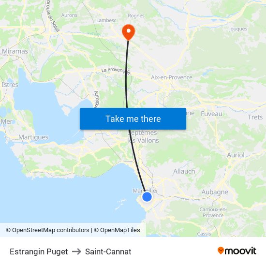Estrangin Puget to Saint-Cannat map