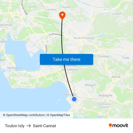 Toulon Isly to Saint-Cannat map