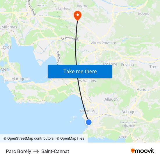 Parc Borély to Saint-Cannat map