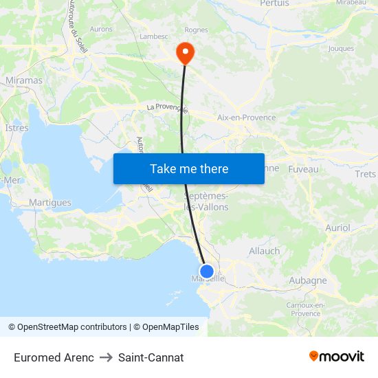 Euromed Arenc to Saint-Cannat map