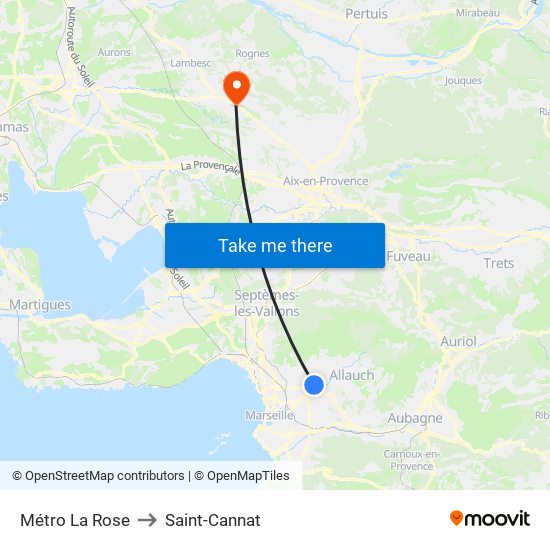 Métro La Rose to Saint-Cannat map