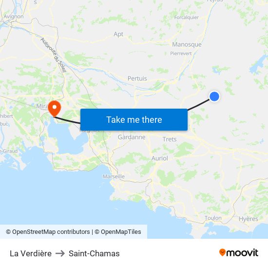 La Verdière to Saint-Chamas map