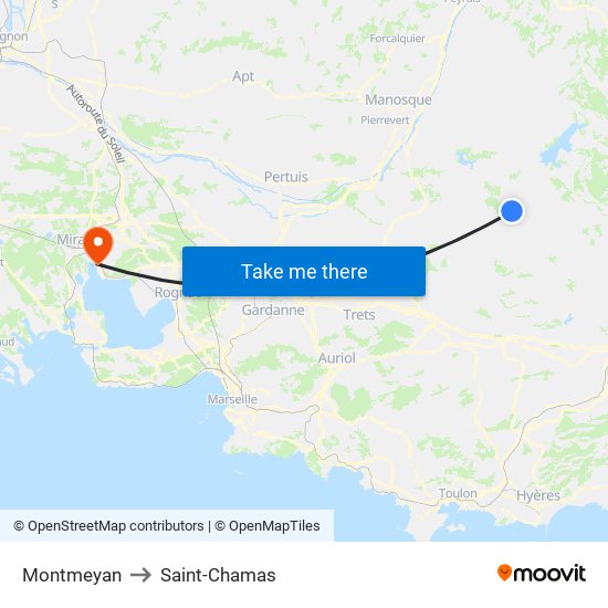 Montmeyan to Saint-Chamas map