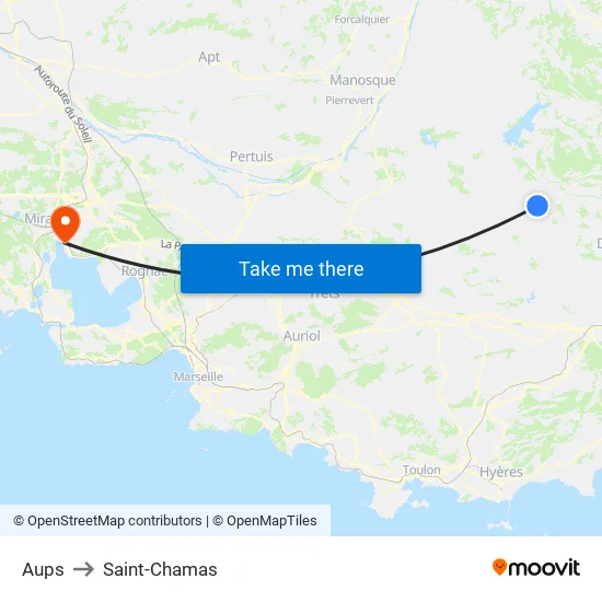 Aups to Saint-Chamas map
