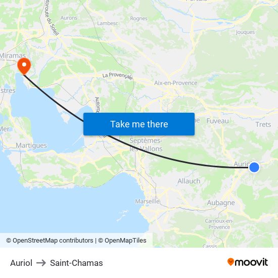 Auriol to Saint-Chamas map