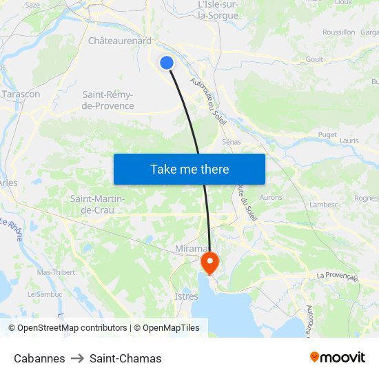 Cabannes to Saint-Chamas map