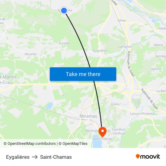 Eygalières to Saint-Chamas map