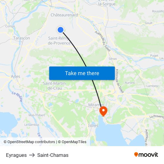 Eyragues to Saint-Chamas map